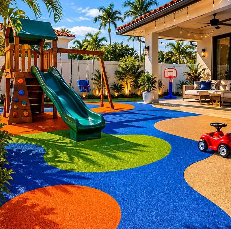 Playground sufacing installation in patio